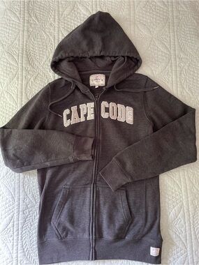 CUFFY'S Cape Cod Full Zip-Up Hoodie - Dark Gray White Lettering - M - Ladies
